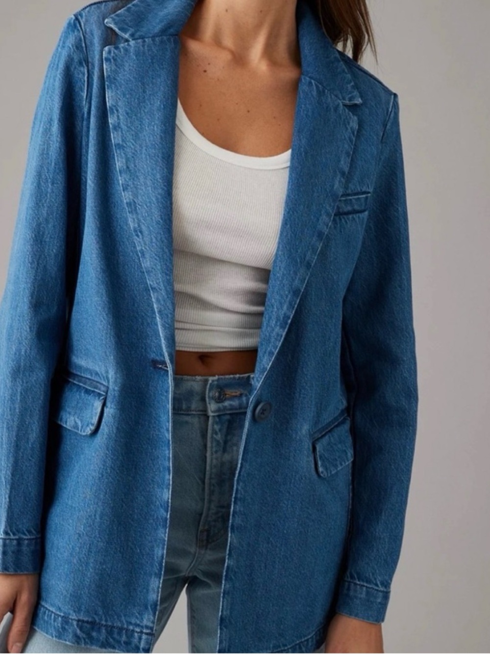 American Eagle Outfitters Denim Blue Blazer
